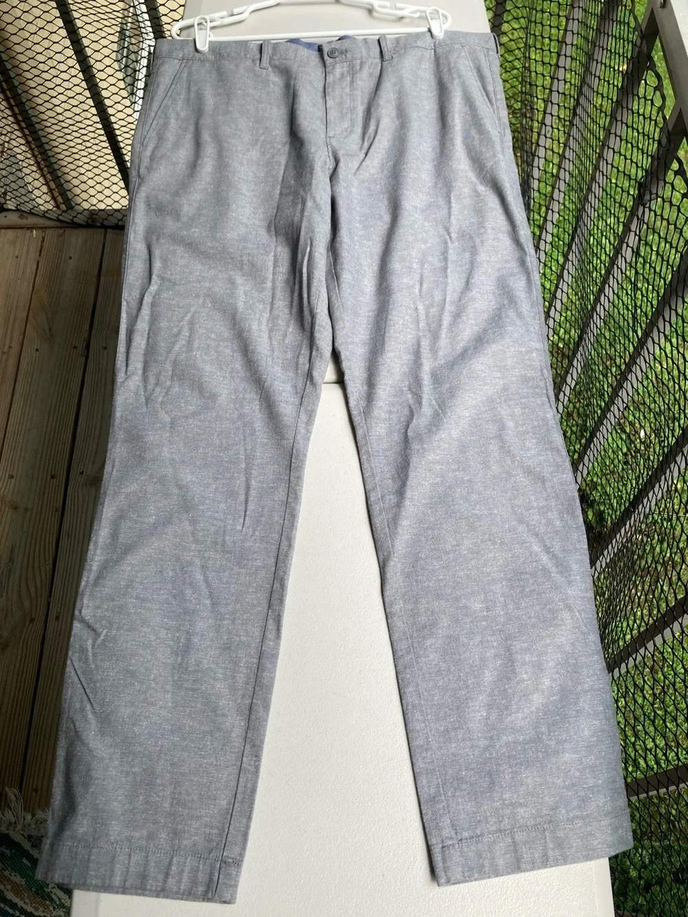 J Crew Stretch 770 Straight Cotton Linen Pants Gray Trousers Size 38 32